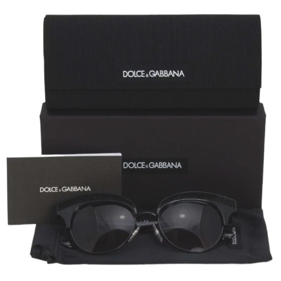 $540 Dolce&Gabbana Sequin Brows Sunglasses Embellished Cat Eye Black Runway NWT - Picture 9 of 13